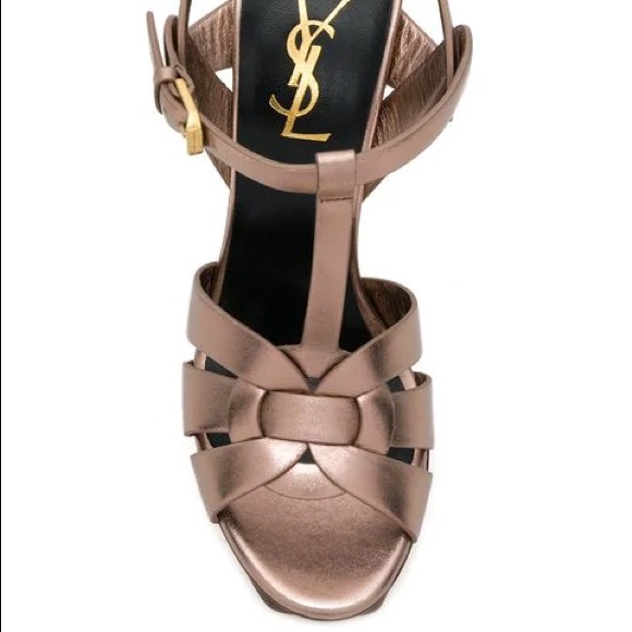 SAINT LAURENT TRIBUTE METALLIC PLATFORM SANDAL - Picture 5 of 11